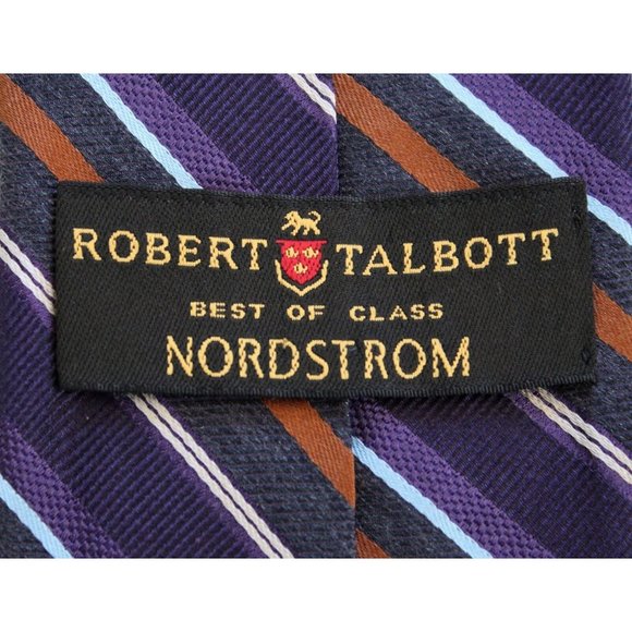 ROBERT TALBOTT Best Of Class Nordstrom Striped Purple Gray Blue Bronze Silk Tie - Picture 3 of 5